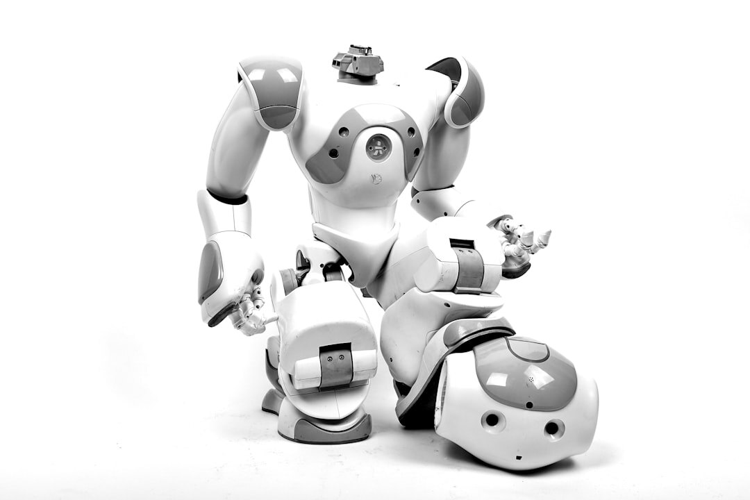 White humanoid robot in clean laboratory setting