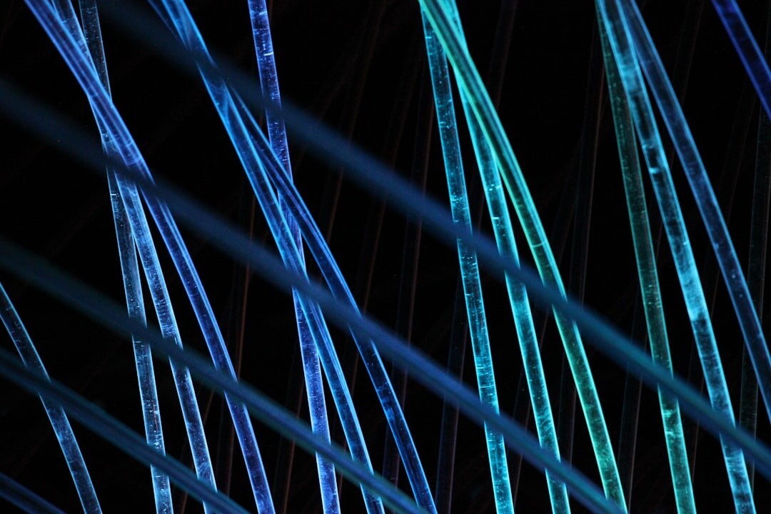 Cloud computing infrastructure data center with blue lights